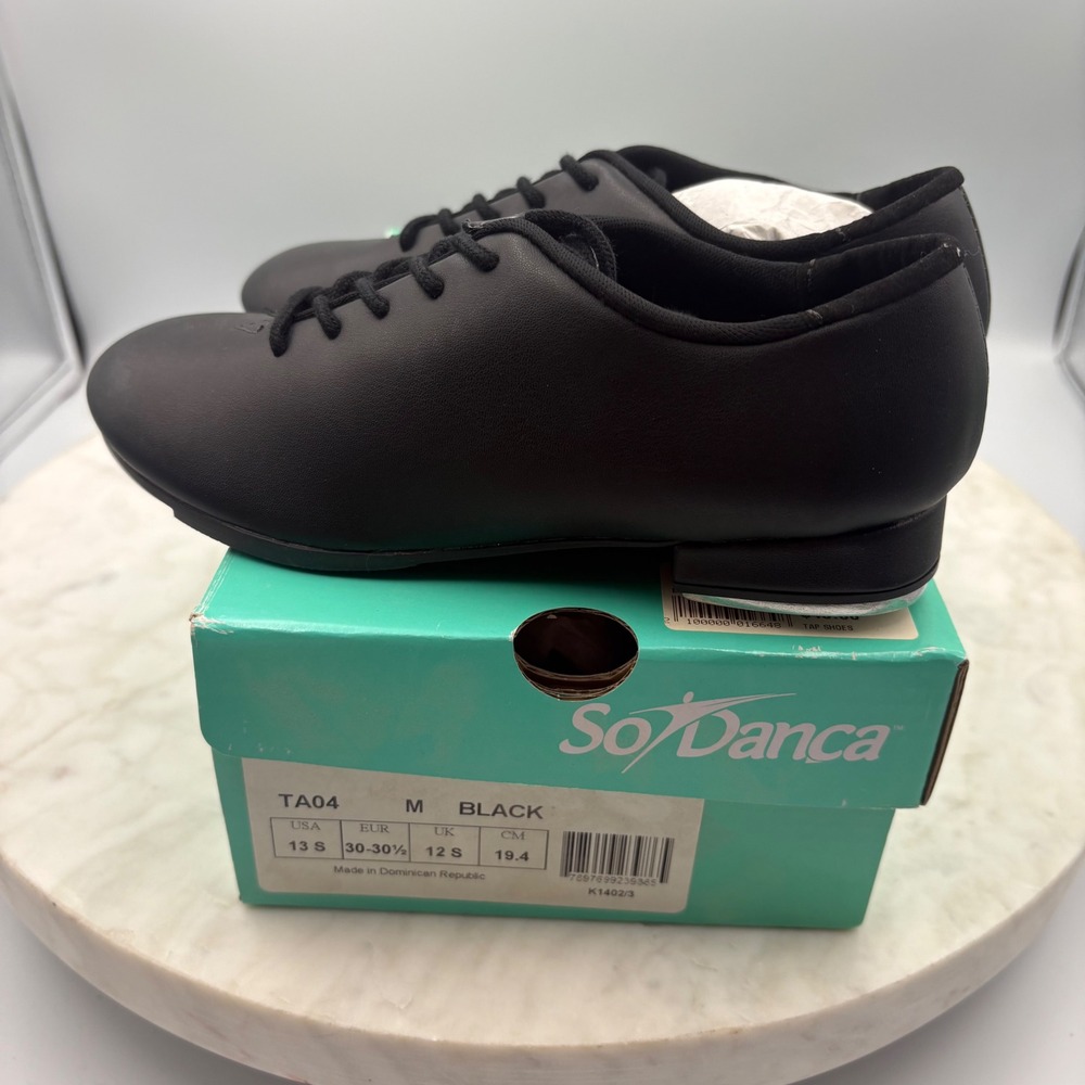 NWT So Danca TA04 Tap Shoes Kids 13S Black Lace Up SD Tech Taps